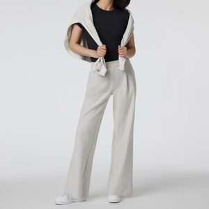 Vuori Elevation Trouser, Ecru Heather Wide-Leg Pants, Medium Short